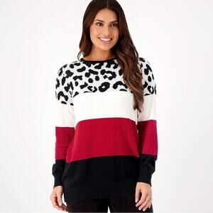 Belle by Kim Gravel Women’s Animal Color Block Sweater 28” P2P